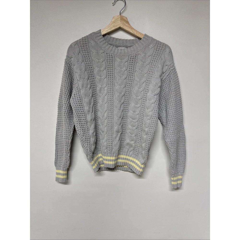 American Eagle Sweater Size S Womens Cable Knit Crew Neck Casual Gray